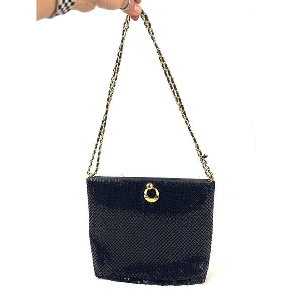 Vintage Dark Blue Metal Mesh Crossbody Bag 1980s - Picture 5 of 16